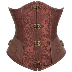 Women'S Bustier Corset Top - Underbust Top Leather Lingerie Sexy Gothic Punk Costume Halloween Plus Size,Brown,M