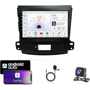 Android 13 Dubbel Din Auto Stereo Touchscreen Auto Stereo Voor Mitsubishi Outlander XL 2005-2011 Met Bluetooth GPS Navigatie WiFi FM Radio USB/SWC/Plug en Play Ondersteuning Carplay&Android Auto(8 Cor