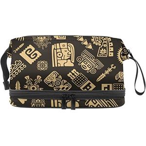 Dubbellaags Cosmetische Tas Maya Draagbare Make-up Tas Reizen Organizer Pouch Voor Vrouwen Meisjes Toiletries Tassen, Meerkleurig, 27x15x14 cm/10.6x5.9x5.5 in, Make-up zakje