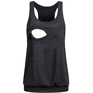 Vrouwen verpleging dubbellaags vest top ronde hals mouwloze verpleging tops effen kleur borstvoeding shirts vrouwen moederschap puur katoen tanktop zomer mouwloze borstvoeding vest shirt S-XXL, E-grijs:, L