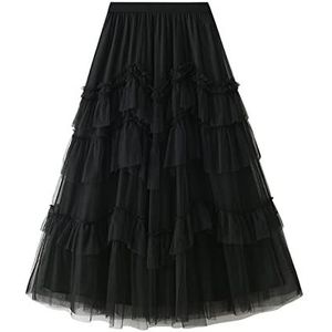 AQQYA - Tule Rok - Zwart - Gelaagd - A-lijn Maxi