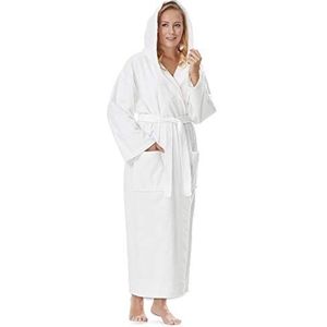 Herenbadjas met capuchon, kuitlengte, 100% Katoenen Badstof, Royal Blauw, XXL