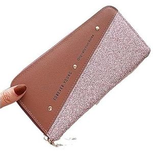 Nieuwe damesportemonnee dames handtas schoudertasje portemonnee ritssluiting lange clutch portemonnee kaartclip portemonnee portemonnee(Color:Dark Pink)