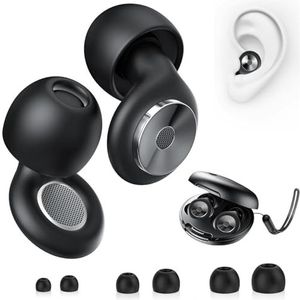 YUNYU Oordopjes om te slapen, 45 dB, set herbruikbare noise cancelling oordopjes met koord, opbergdoos + 3 reservedoppen, voor slapen, concerten, reizen (zwart)