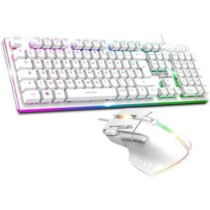 Spirit of Gamer - Ultimate 600 bekabeld, gaming-toetsenbord, RGB-toetsenbord, Franse AZERTY-lay-out, achtergrondverlichting, semi-mechanisch gamingtoetsenbord van metaal, anti-ghosting-toetsen, muis