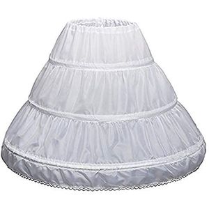 Petticoat Reifrock, Halber Slip meisjes petticoat 3 ringen bloemenmeisjes Reifrock Petticoat Underskirt Crinoline voor prinses Rockabilly jurk wit poloster 55 cm