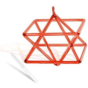 oranje-rood transparant hexagram kristal kwarts piramide 5-10 inch mokaba merkaba geluidstherapie meditatie yoga meditatie stressverlichting hoekframe percussie-instrumenten inclusief kristallen percu