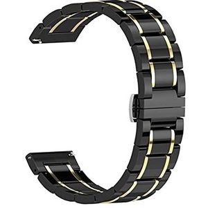 20mm 22mm 24mm Luxe Keramische band geschikt for de Samsung Galaxy 3 horloge 46mm 42mm Gear S3 Strap Active 2 40 44mm Smart horloge Ceramic Strap (Color : Black gold, Size : 20mm)