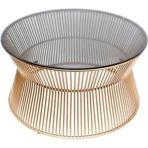 JLVAWIN Salontafel Mid-Century moderne ronde kleine salontafel voor woonkamer, glazen blad en gouden metalen basis, 60 cm/70 cm/80 cm nachtkastjes (maat: 70 x 70 x 45 cm)