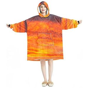 Oranje Sky Wearable Deken Hoodie,Oversized Hooded Deken Sweatshirt, Meerkleurig, One Size