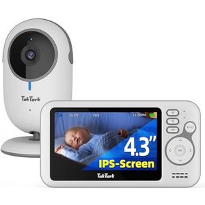 TakTark Babybewakingscamera, 11,9 cm (4,3 inch), draadloos, nachtzicht, VOX, bidirectionele communicatie, temperatuursensor, geen lichtstoringen, alleen beweging