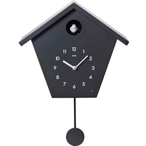 Cuco Clock koekoeksklok SCHWARZWALDHAUS 25 x 28,5 x 12cm, pendel wandklok, moderne Zwarte Woud klok, pendel met nachtfunctie, vogelgezang, vogelgeluid