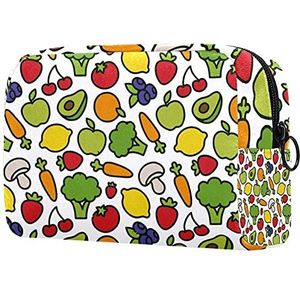 Plantaardige Patroon Make-up Tassen Draagbare Tote Cosmetica Tas Reizen Cosmetische Organizer Toilettas Make-up Cases voor Vrouwen, Multi kleuren 01, 18.5x7.5x13cm/7.3x3x5.1in,