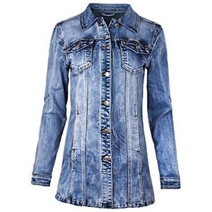 Fraternel Damesjas, mantel, lange jeansjas, getallieerd denim jack, blauw, XL