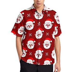 Kerstman Patroon Hawaiiaanse Shirt Voor Mannen Zomer Strand Casual Korte Mouw Button Down Shirts met Pocket