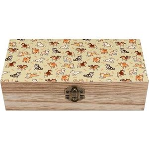 Leuke Yorkie Hond Houten Craft Opbergdozen met Deksels Keepsake Schat Sieraden Doos Organizer