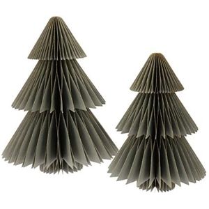 MoreThanHip Picea Kerstbomen van Papier Antraciet - Set van 2-20/25 cm - Kerstversiering 3D Kerstboom Handgemaakt uit Papier Kerstdecoratie voor binnen