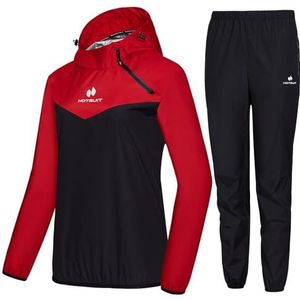 HOTSUIT Trainingspak Sportpak Dames Saunapakken Zweetpak Sauna Afslanken Fitness Trainingsjack Saunabroek, Rood, M