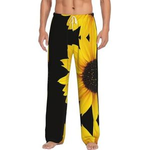 Wilde Bloem Zonnebloem Mannen Lange Lounge Wear Broek Nachtkleding Pyjama Bottoms Nachtkleding Nachtkleding Met Zakken En Trekkoord, Wit, S