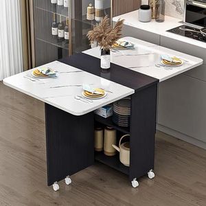 Moderne klaptafel, eettafel met 8 wielen en 2-laags opbergrek, multifunctionele uitbreidbare tafel for keuken, slaapkamer, woonkamer (Color : B, Size : 120x60cm/47.2x23.6in)
