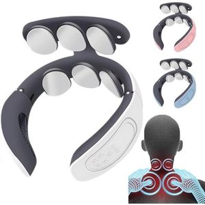 Nekmassageapparaat met warmte Draagbare elektrische schoudermassageapparaat met hoogfrequent massagekussen for diepe cervicale massage thuis for spierontspanning Relaxer Dames (Color : White)