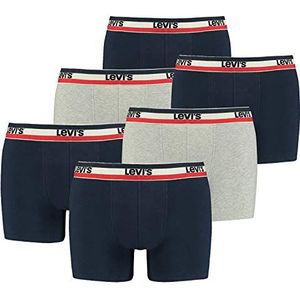 Levi's Levi's Sportswear Logo Boxer Shorts voor heren, verpakking van 6 stuks, Marineblauw/grijs gemêleerd, L