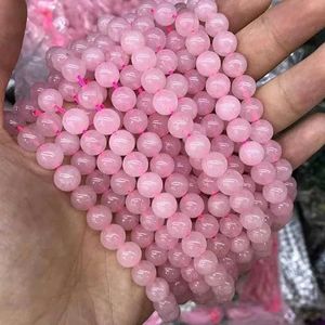 Groothandel natuurlijke roze kristal roze kwarts steen ronde kralen voor sieraden maken DIY armband ketting 4/6/8/10/12 mm streng 15''-nr. 2-6 mm 63 stuks kralen