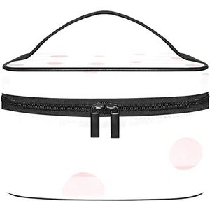 Zachte roze abstracte cirkel patroon-01 make-up organizer tas, reizen make-up tas organizer case draagbare cosmetische tas voor vrouwen en meisjes toiletartikelen, Meerkleurig, 22.5x15x13.8cm/8.9x5.9x5.4in