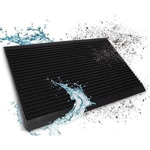 Floordirekt Power Borstel Deurmat vuilvangmat/schoenveger/voetmat voor binnen en buiten PVC testoordeel zeer goed vele kleuren en maten 75 x 120 c M Zwart