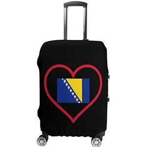 I Love Bosnisch rood hart print reisbagagehoes wasbare kofferbeschermer past op bagage van 19-32 inch