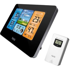 Multifunctioneel weerstation Wekker Thermometer Hygrometer Touchscreen Draadloze sensor Zonsopgang Zonsondergang Hygrothermograaf,Nauwkeurig voorspellen(FJ3373B)