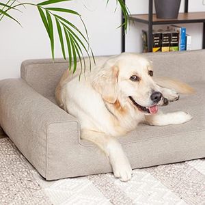Doggy Hondenbed, kattenbed, hondenbank, afneembare overtrek, middelgrote honden, meubels voor dieren, hondenbed, slaapplaatsen, wasbaar, XXL: 116 x 78 cm, beige
