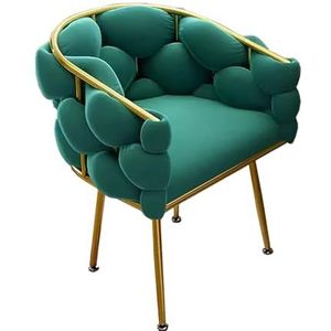 Meal Chairs Gestoffeerde armloze eetkamerstoelen met metalen poten Moderne fluwelen keukenstoel Fluwelen accent bijzetstoel for eetkamer, woonkamer, slaapkamer, keuken, 1PC(Green- Gold Legs)