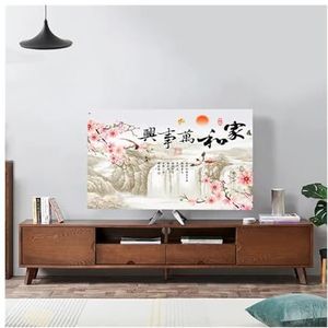 WLTYSM TV Cover Landschap Elastische Kracht Televisie Kap TV Stof Cover Doek 32-75 Inch Eenvoudige en Moderne Chinese Stijl TV Display Beschermers (12,5-46 inch)
