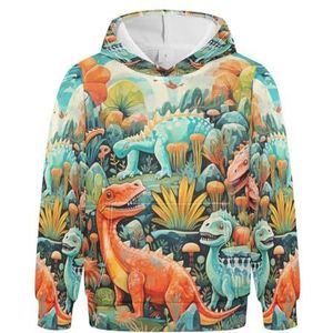 KAAVIYO World of Dinosaurus Cartoon Hoodies Atletische Hoodies Leuke 3D Print Sweatshirts voor Meisjes Jongens, Patroon, XS