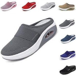 Slip-on wandelschoenen voor dames, orthopedische schoenen, ademende en casual schoenen met luchtkussen, damesschoenen voor diabetici om te wandelen, Donkergrijs, 38 EU