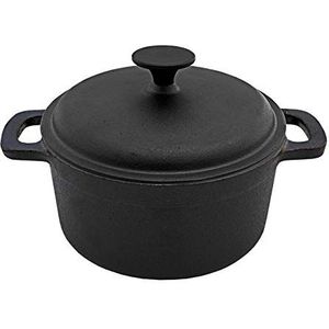 Spetebo Gietijzeren pan met deksel 20 cm - grillpan, ijzeren pan, kookpan, stoofpan, braadpan