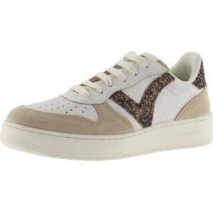 Victoria Madrid Crackled Split Leather Low Tennis & Glitter Pieces 1258258 for Women BEIGE 41