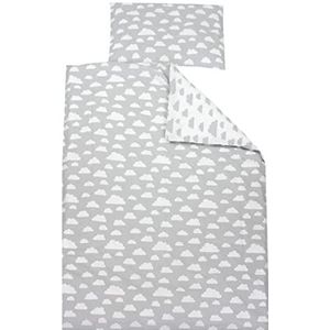 TupTam Dekbedovertrek voor Kinderen Meisjes Jongens 2-delig, Wolken Grijs, 135x100 cm