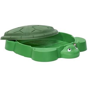 Little Tikes Schildpad Zandbak - Groene Zandbak Met 4 Voorgevormde Zitjes, Paraplugleuven En Afneembaar Deksel, Voor Jongens En Meisjes Van 1-6 Jaar