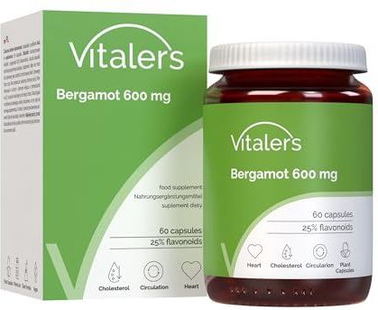 Vitaler's Bergamot 600 mg – 60 capsules, 2 Maanden Voorraad, Vegan, Zonder Conserveringsmiddelen, Zuivere Samenstelling
