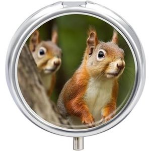 Eekhoorn pillendoos ronde draagbare kleine pillendoos waterdichte reizen pillendoos organizer voor zakportemonnee en dagelijks gemak
