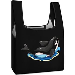 Orka's zee panda herbruikbare boodschappentas met handvat opvouwbare boodschappentas grote capaciteit lichtgewicht handtas voor mannen vrouwen
