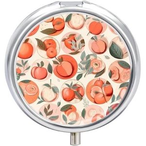 Ronde perzik ronde pillendoos draagbare metalen pillendoos 3 compartimenten kleine reizen pillenorganisator schattige vitamines houder organizer voor portemonnee zak
