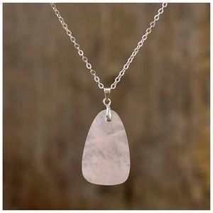 ZHGUIMING Prachtige Vrouwen Natuurstenen Rozenkwarts Amazoniet Hanger Ketting Vrouwen Chokers Ketting Koppels Sieraden(Rose Quartz)