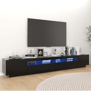 Prolenta Premium - TV-meubel met zwarte ledlampen, 260 x 35 x 40 cm