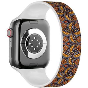 Solo Loop Band Compatibel met All Series Apple Watch 42/44/45/49mm (Tribal Mandala Vintage Design) Elastische Siliconen Band Strap Accessoire, Siliconen, Geen edelsteen