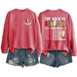 MLZHAN ABCD The Back To School Tour in Front Print Dames Sweatshirt The Back To School Tour Bruh We Back The Back The Back Print Shirt (Rood 2, S), Rood 2, S