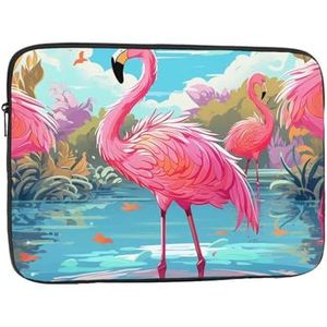 Laptophoes 10-17 inch laptophoes roze flamingo vogel laptophoezen voor vrouwen mannen schokbestendige laptophoes