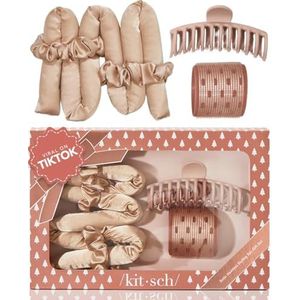 Kitsch 5-delige set van hittevrij satijn met keramische thermo-rol en klauwclip, styling-accessoires